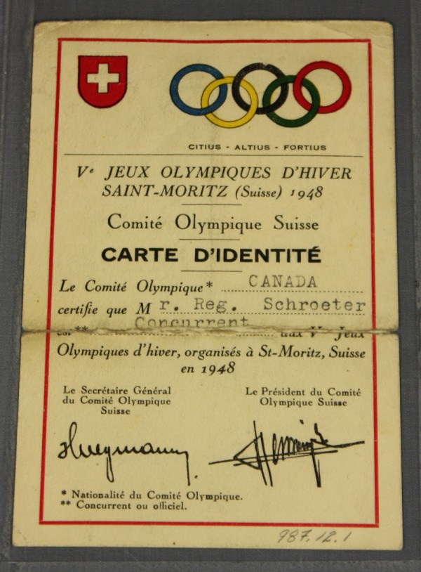 Identity card from the 1948 Olympic Winter Games