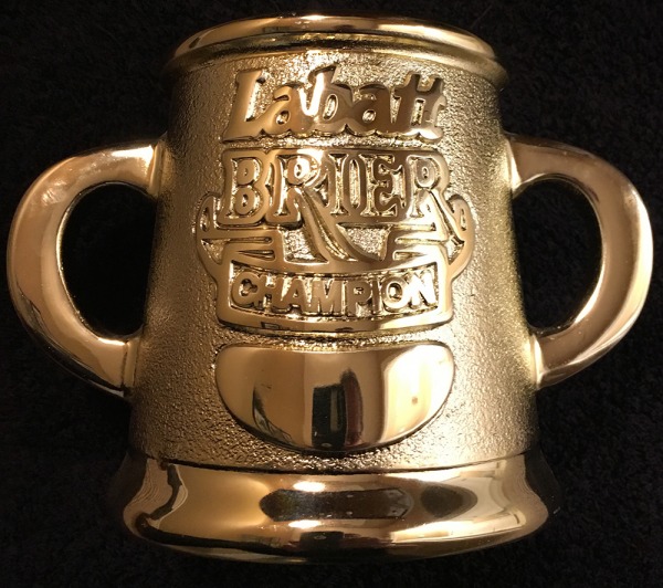 miniature tankard trophy with Labatt Brier Champion