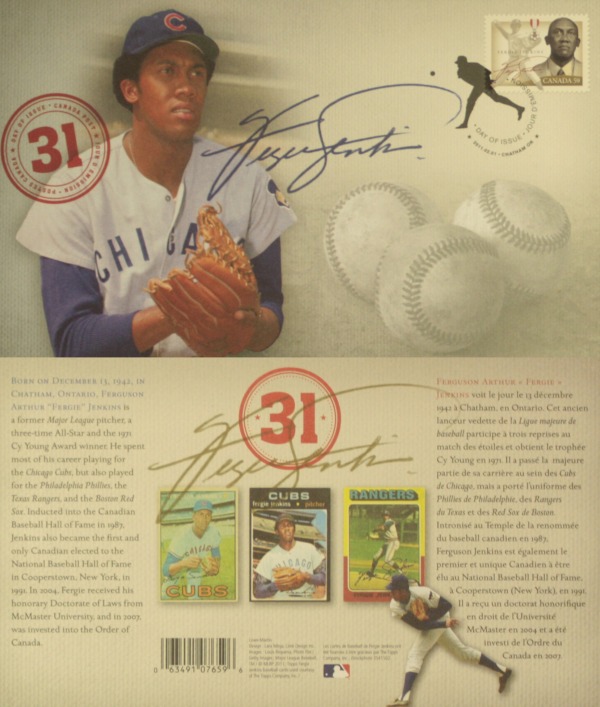 first day covers with image of Ferguson Jenkins