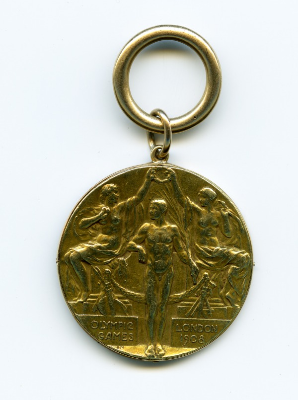 Olympic gold medal with figure of athlete