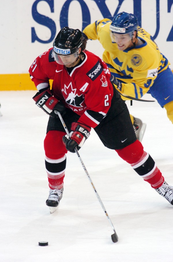 hockey player in Team Canada jersey