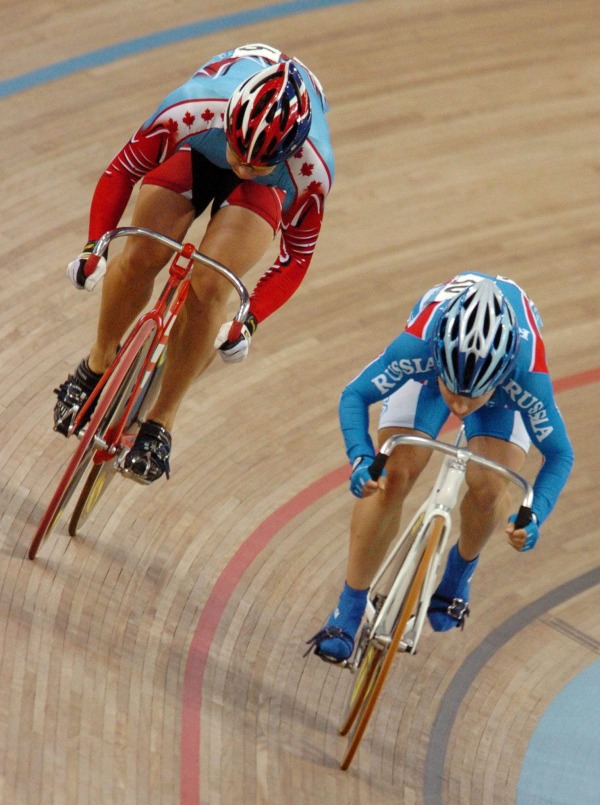 photograph of Lori-Ann Muenzer racing on track