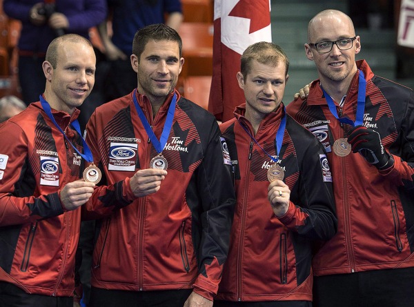 photograph Team Canada with bronze medals 2015
